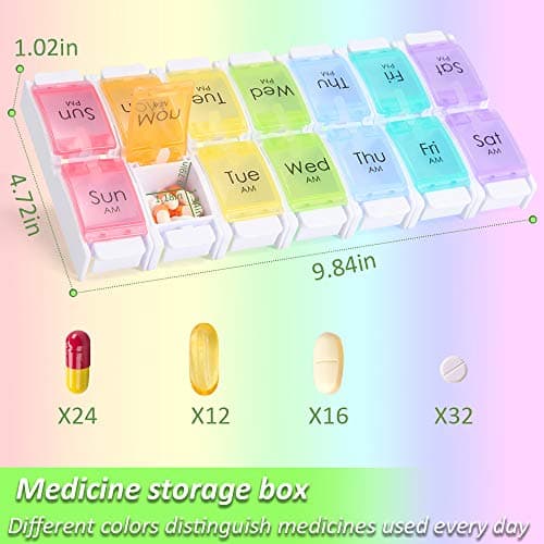 AM PM Pill Organizer 2 Times a Day, 7 Removable Daily Pill Cases with Permanent Printed Labels, Large Capacity for Fish Oil & Vitamins, BPA-Free Travel Medicine Holder for Seniors & Daily Use (1 Week) - Thumbnail 5