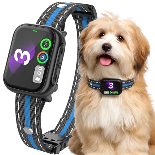 RPZ Bark Collar for Large Medium Small Dogs, Anti Dog Barking Collars Smart 3 Adjustable Sensitivity, Safe 4 Modes Rechargeable IPX7 Waterproof, Blue