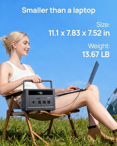 DARAN Portable Power Station 600W (1200W Peak) 576Wh LiFePO4 battery with 100W Solar Panel, Fast Recharge AC/Car/Solar, 3 AC Outlets, USB-C PD for Camping, RV, CPAP, Emergency Backup - Thumbnail 4