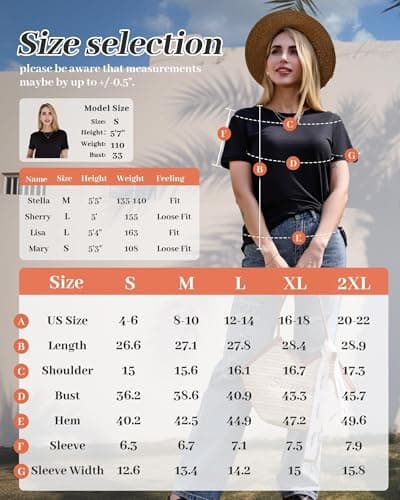 GAYHAY Black T Shirts for Women - Short Sleeve Spring Summer Tops Soft Basic Tees Beach Vacation Clothes for Casual 2026 - Thumbnail 5