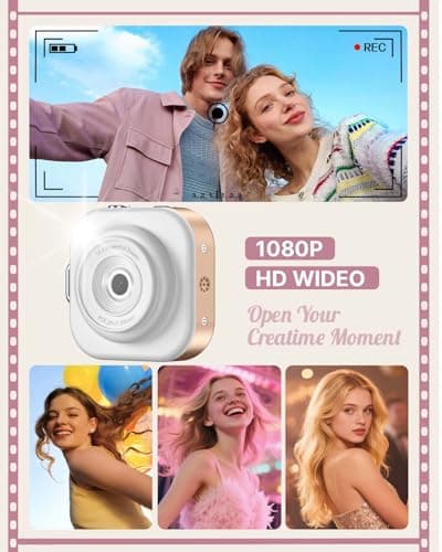 W & O Mini Keychain Digital Camera,1080p Mini Camera Charms with 32GB Card,Small Cameras for Photography with Long Battery Life,Pocket-Size Keychain Camera with Chain for Vlog, Party,Travel (Gold) - Thumbnail 6