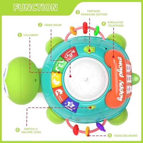 Hanayo Baby Toys 6 to 12 Months，Musical Turtle Crawling Girl Toys for 12-18 Months,Infant Early Learning Educational Toy,Girl & Boy Gift Essentials for Newborn 7 8 9 11+ Months 1-2 Year Old(Green) - Thumbnail 2