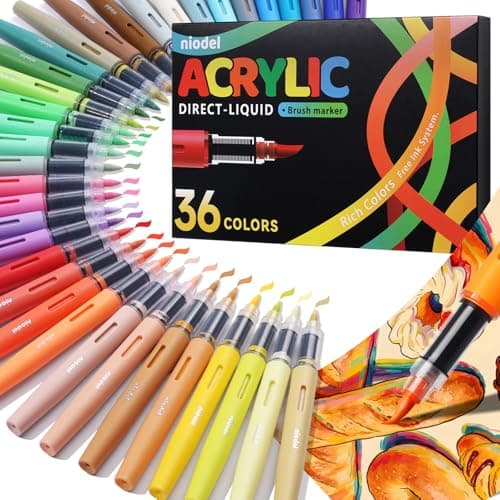 36 Colors Acrylic Paint Markers, Flexible Single Tip Paint Pens, Waterproof High Coloring Pens, for Rock Painting Wood Canvas Glass Metal Fabric, DIY Crafts School Art Supplies Kit, Gifts, Decoration - Image 1