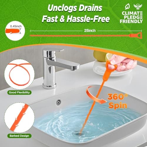 Forlivese 3 Pack 25 Inch Drain Snake,Drain Clog Remover,Sink Snake for Sewer Kitchen Sink Bathroom Tub Toilet Clogged Drains Relief Cleaning Tool - Thumbnail 2