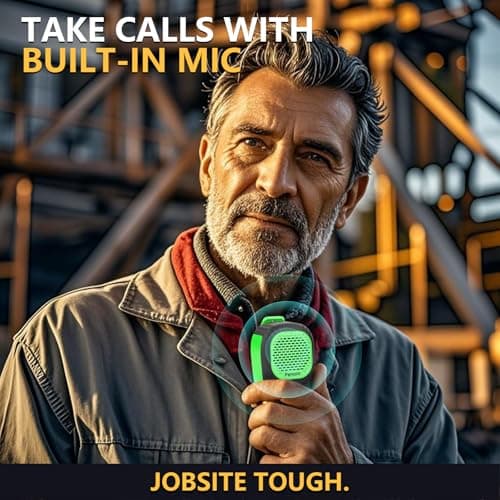 Wearable Bluetooth Speaker,Clip on Wireless Jobsite Water-Resistant Portable Speaker, Built in Mic for Hands-Free/Call, Suitable for Indoor & Outdoor Use （Update Version Green） - Thumbnail 5