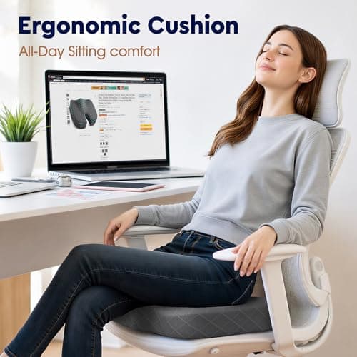 TushGuard Seat Cushion - Memory Foam Sitting Pillow for Office Chair, Car Seat, Airplane, Bleacher - Sciatica & Hip & Coccyx Pain Relief Desk Chair Cushion for Long Sitting Office Workers, Car Drivers - Thumbnail 4