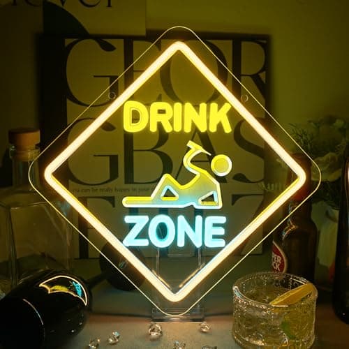 Looklight Bar Led Sign Drink Zone Neon Sign Neon Signs for Wall Decor Led Lights Wine Decor Drinks Sign for Pub Man Cave Club Party Home Bar Decorations - Image 1
