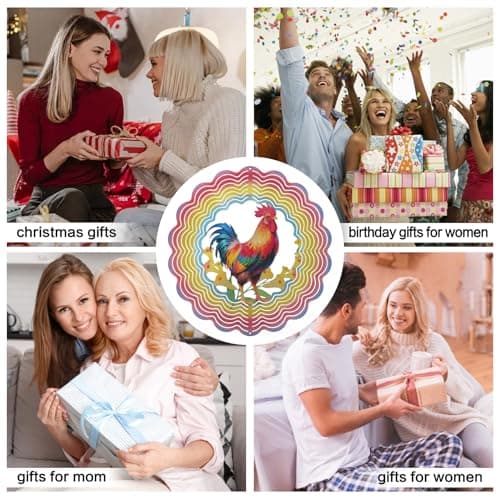 Eandisom Wind Spinners Outdoor Chicken - Birthday Gifts for Women Mom Grandma, Rooster Deocr Hanging Wind Spinner 12 inch 3D Wind Sculptures for Garden Decor for Outside, Patio, Yard, Outdoor - Thumbnail 6