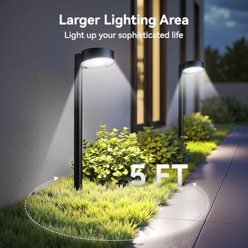 Ahaorigin 8 Pack Solar Pathway Lights Outdoor, 12 Brighter LED Solar Lights Outdoor Waterproof, Up to 12 Hrs Modern Path Light for Yard Garden Walkway Driveway Lawn, Cool White - Thumbnail 4