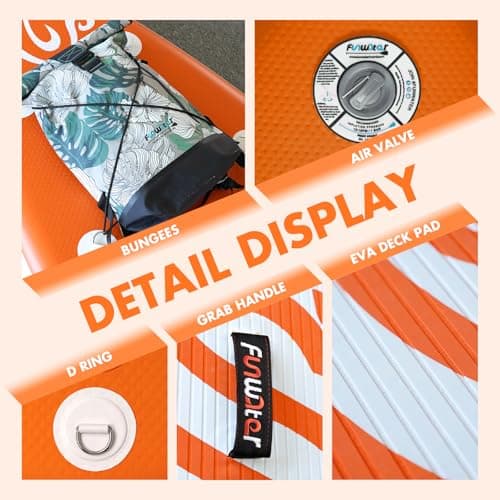FunWater SUP Inflatable Stand Up Paddle Board 10'x31''x6'' Ultra-Light Inflatable Paddleboard with ISUP Accessories,Fins,Adjustable Paddle, Pump,Backpack, Leash, Waterproof Phone Bag,Kayak Seat - Thumbnail 3