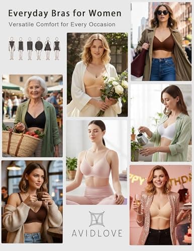 Avidlove Jelly Bras for Women with Support Wireless Pushup Lift Bralatte Back Smoothing Bra Coffee M - Thumbnail 5