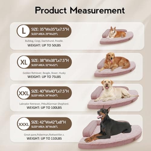 MEKIY Large Orthopedic Dog Bed with Sides XXXL Dog Beds with Removable Washable Cover Non-Slip Waterproof Pet Bed for Extra Large Dogs - Pink XXXL - Thumbnail 6