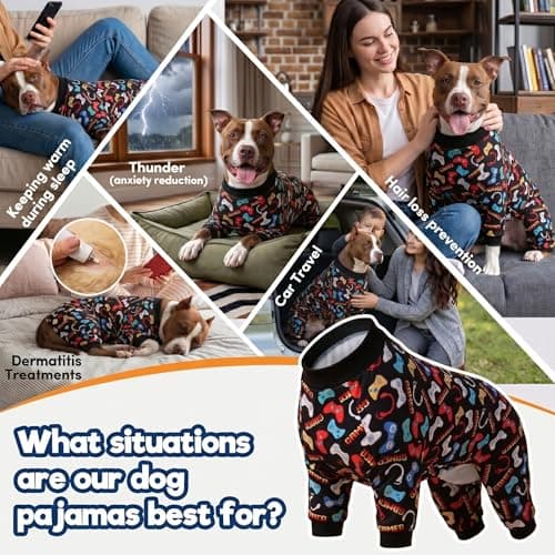 LovinPet Large Dog Pajamas, Game Console Print,UV Protection, Wound Care/Post Surgery Dog Clothes, Pet Anxiety Relief, Lightweight Stretchy Pitbull Pullover Shirt, Onesies for Dogs, Pet PJ's,L - Thumbnail 5