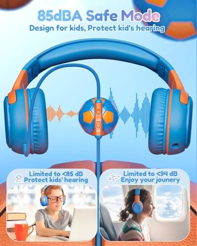 awatrue USB-C Kids Headphones with Mic - 85/94dB Volume Limiter, Foldable Wired Toddler Headphones for Boys & Girls, Over-Ear Type-C Kid Headphones for School, Travel, lPad, Tablet & Smartphones - Thumbnail 3