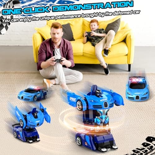 AONEPTR Remote Control Car, One-Click Becoming Robot Transforming Toys Car for Boys, Smooth Deformation, Demo Mode, 360° Rotation, Easy to Use, 2.4GHZ, with LED Lights, RC Cars for Christmas, Kids - Thumbnail 6