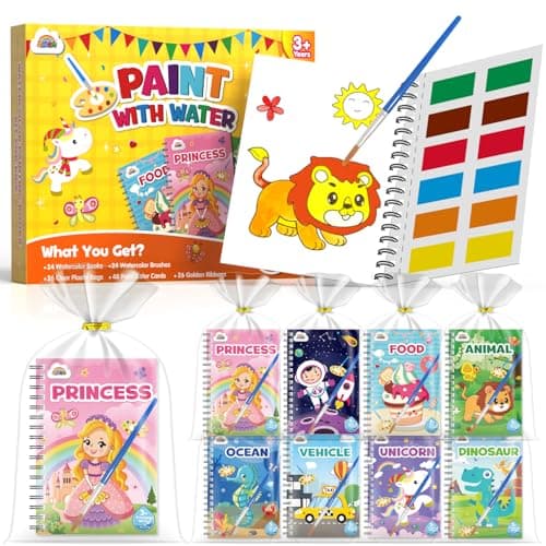 ZMLM 24 Water Coloring Books for Kids Party Favors - Bulk Mini Coloring Books for Kids Ages 4-8,Small Birthday Goodie Bag Stuffers School Teacher Return Gift Art Crafts Classroom Prizes (Classic) - Image 1