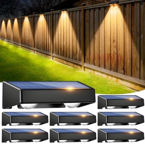 soonanier Solar Fence Lights 9-Color&11 Modes Solar Wall Lights Outdoor Waterproof RGB Solar Light Outdoor for Backyard,Step Railing,Pathway,Patio,Garden,Fence,Wall 8Pack - Image 1