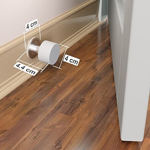 Door Stoppers 2-Pack with Extra Stickers - Two Self-Adhesive White Rubber Door Stops - Heavy Duty Stainless Steel Body with Sound Dampening Bumper Top - Ideal for Home and Office Use - Thumbnail 2