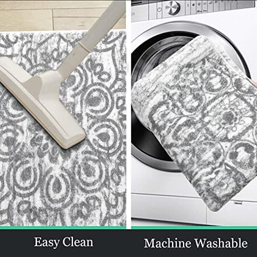HEBE Hallway Runner Rug 2'x10' Washable Vintage Distressed Area Rugs Non Slip Laundry Rug Runner Boho Floor Carpet Runners for Hallways Entryway Laundry Room Kitchen Bathroom - Thumbnail 4