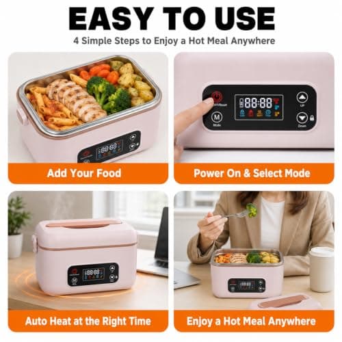 MISS BIG Heated Lunch Box for Adults, Electric Lunch Box for Men, White - Thumbnail 4