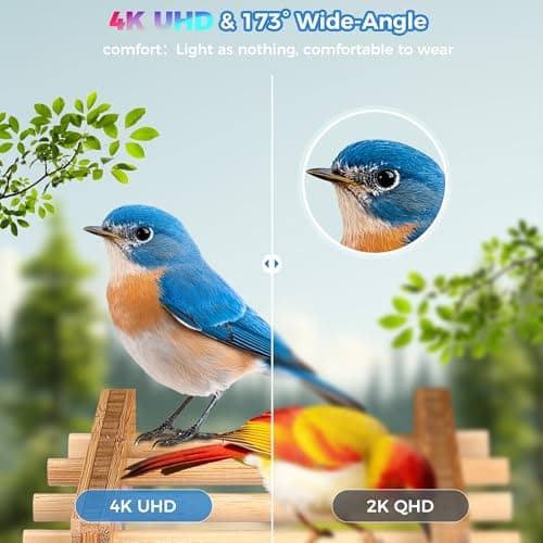 Bamboo Smart Bird Feeder with 4K Camera, AI Bird Identification 10000+ Species, Solar Powered & USB-C Charging, IP65 Weatherproof, 1.25L Speed Capacity for Outdoor Garden (Wall Mount/Pole) (Large) - Thumbnail 2