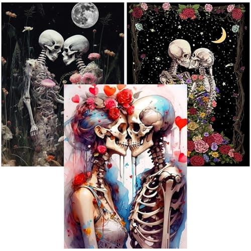 Ekuxom 3 Pack Skull Diamond Art Kits for Adults-5D Diamond Painting Kits for Adults-DIY Full Drill Round Gem Art and Crafts for Home Wall Decor Gift 12x16inch - Image 1