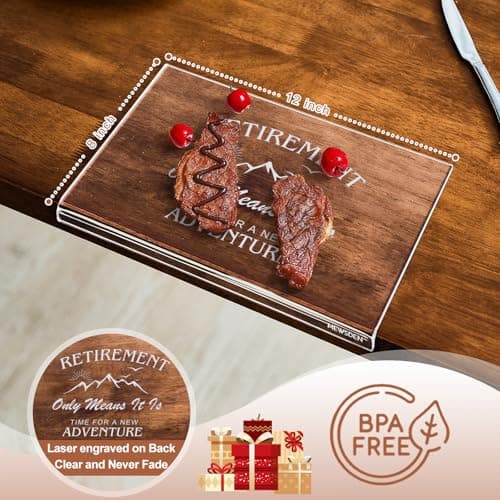 Engraved Acrylic Cutting Board with Counter Lip - Retirement Gifts for Woman Men Clear Counter Protector Kitchen Decor Happy Retirement Gifts for Teachers Mom Dad Coworker Boss Friends Retirees - Thumbnail 3