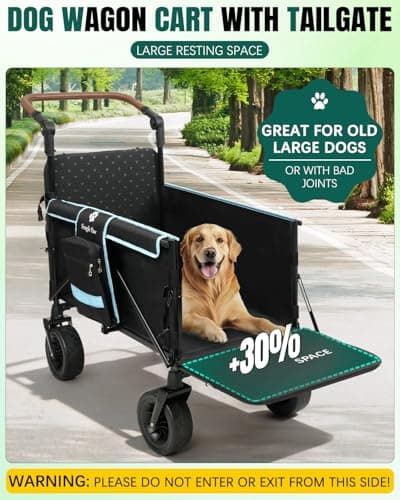 Snagle Paw Extra Large Dog Stroller,Wagon Cart for Medium Large Dogs up to 200lbs | All Terrain Foldable Pet Stroller with Ramp & Tailgate (Extra Space), Adjustable Handle & One-Step Brake - Thumbnail 3