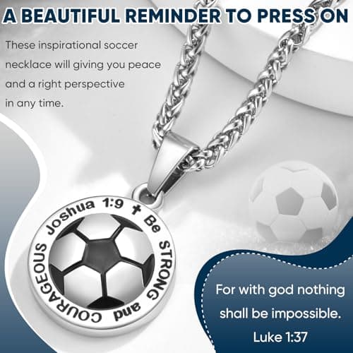 FLHEART Sports Necklace for Athletes with Joshua 1:9 Bible Verse - Adjustable Chain Pendant Jewelry for Baseball/Basketball/Football/Soccer | Christian Baptist Religious Gift for Men - Thumbnail 2