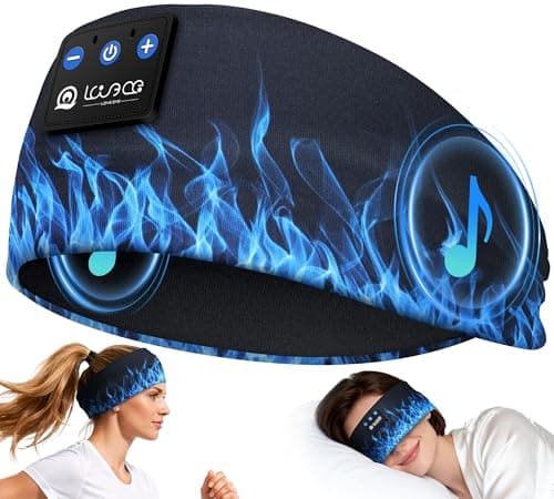 LOVE EYE Sleep Headphones Wireless Headband Headphones Bluetooth 5.4 for Side Sleeper Bluetooth Headband Earphones for Sports for tech Gadgets Gifts (Flame Blue) - Image 1