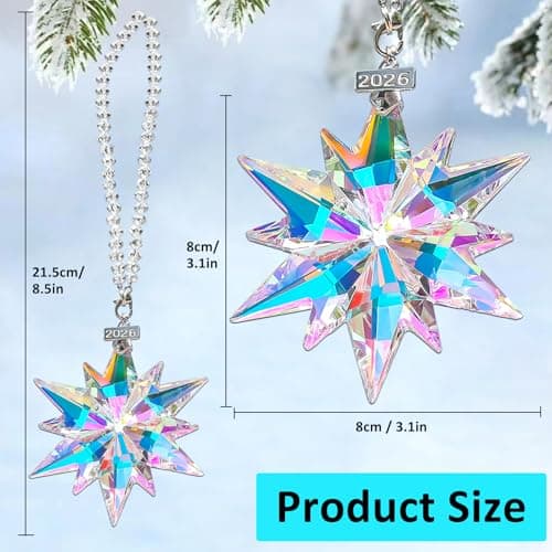 2026 Annual Christmas Ornaments Crystal Snowflake Star, Sparkly Crystal Ornaments for Christmas Tree, Beautiful Christmas Ornaments for Women Girls - Thumbnail 4