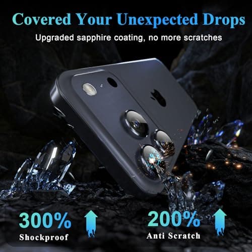 YWXTW Camera Lens Protector for iPhone 17 Pro/iPhone 17 Pro Max, [1 Step Installation Tray] Tempered Glass Screen Protector Metal Individual Camera Cover Accessories Case Friendly (Deep Blue) - Thumbnail 3