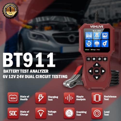 Car Battery Tester 6V 12V 24V with Lithium Battery Testing, BT911 5-3000CCA Automotive 12V&24V Dual Circuit Testing, Load/Alternator Tester, Charging Cranking System Tester for All Car Motorcycle Boat - Thumbnail 2
