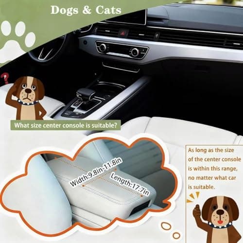 Cullaby Console Dog Car Seat for Small Dogs - Anti-Collapse Center Console Armrest Booster Seat, Sturdy Pet Travel Seat with Safety Tether, Cozy Washable Cushion, Puppy Up to 15lbs (Colorful Stripes) - Thumbnail 2