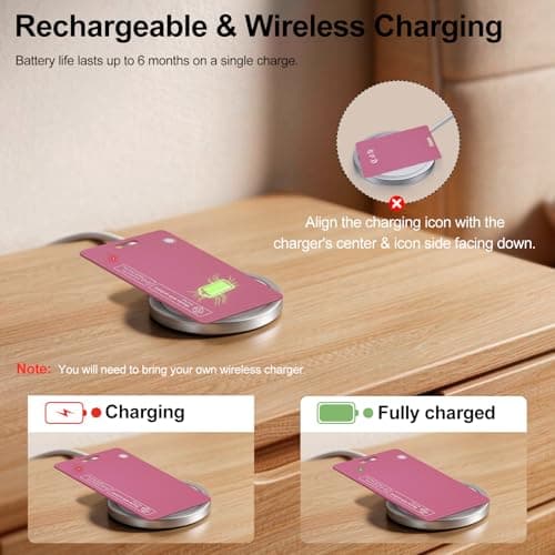 AI.QVOKA Tracking Card for Apple & Android, Credit Card Tracker for Wallet Works with Apple Find My & Google's Find Hub (Pink, 1 Pack) - Thumbnail 5