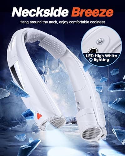 Laimiod Portable Neck Fan - with LED Book Light, 6-20 Hrs Long Battery, 6-Speed Adjustable, USB-C Rechargeable, Ultra Quiet, Hands-Free Personal Cooling for Men Women Outdoor Indoor - Thumbnail 2