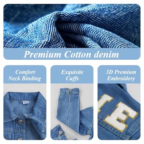 Individz Personalized Denim Jacket for Kids with Name, Custom Toddler Jean Jacket, 1-8 Year Old Boys Birthday Easter Gifts - Thumbnail 4