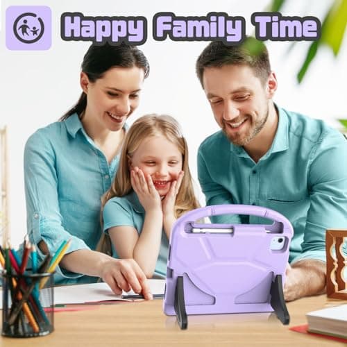 YIHE Kids Case for iPad (A16) 11th Generation 11 Inch 2025 & iPad 10th Generation 10.9 inch 2022, with Built-in Screen Protector and Stable Stand, Full Body Shockproof Protective Cover - Light Purple - Thumbnail 6