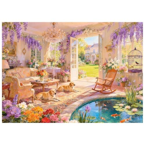 Garden Sunroom Retreat Puzzles for Adults 1000 Pieces,Impossible Hard Difficult Challenging Jigsaw Puzzles for Adults 1000 Pieces,Puzzle with Letters on Back,Recycled Paper Jigsaw Puzzle(27.6"x19.7")