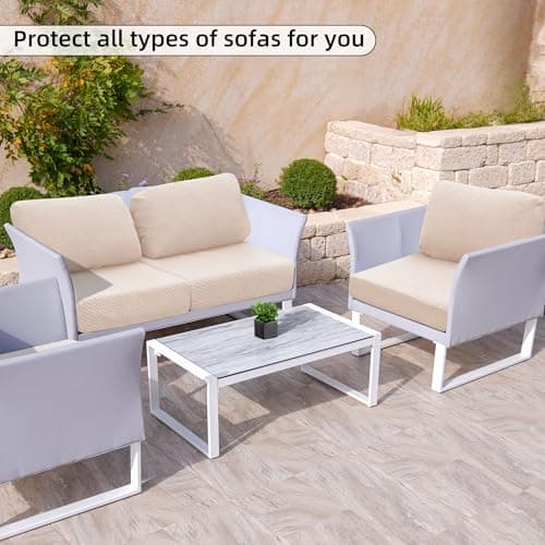 SUKAIKEQA Outdoor Cushion Covers Set,8PCS Waterproof Patio Furniture Couch Seat Slipcovers, Replacement for Sofa Sectional Chair(Cover，Only) - Thumbnail 4