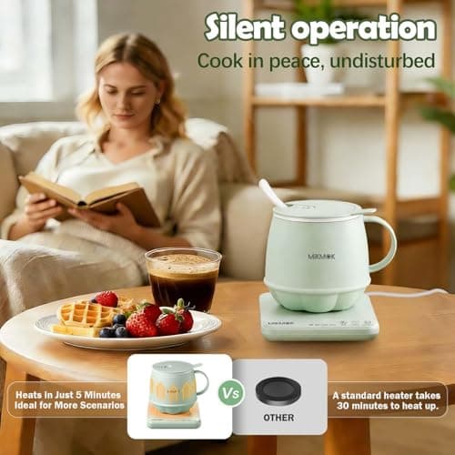 Table Boiling Water Mug, Beverage Warmer, 45-100℃ Temperature Control, 13.5Oz 300W Fast Coffee Heating Cup, 4H Keep Warm, Electric Coffee Mug for Office, Home, Dorm, Gift for Friends Family Coworkers - Thumbnail 6
