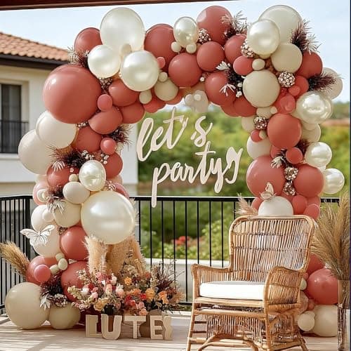 Dusty Pink Balloon Garland Double Stuffed Mauve Pink Balloons Pearl White Sand Balloon Arch Kit for Bridal Shower Birthday Wedding Valentine's Day Party Decorations - Image 1