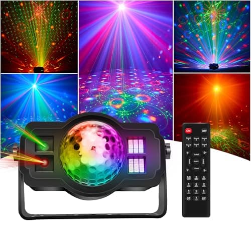 3-in-1 Disco Ball Party Lights, Sound Activated DJ Strobe Light with 60 Patterns, USB Powered Disco Light Projector for Room Decor, Glow Party Supplies, Birthday, Christmas, Halloween
