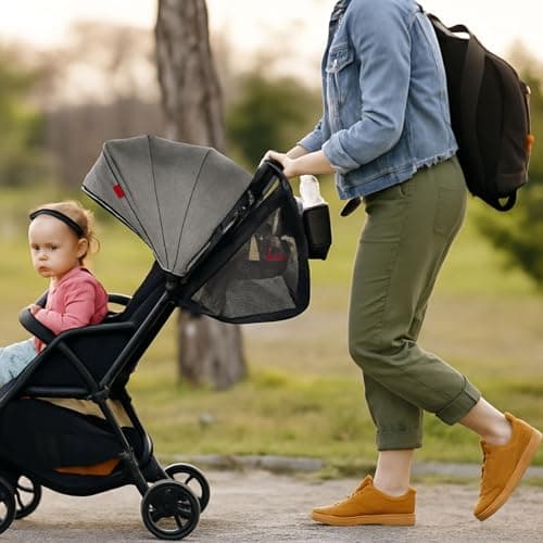 SUNVENO 2-pack Universal Stroller Organizer Caddy with Cup Holders, Wipes Pouch and Extra Storage, Zippered Mesh Side Sling for Pushchair, Black - Thumbnail 2