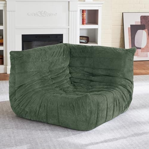 HABUTWAY Bean Bag Chair, Memory Foam Bean Bag Chairs for Adults, Fireside Corner Chair Lazy Floor Corner Sofa for Living Room, Bedroom, Dorm, Office (Green) - Image 1