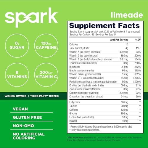 AdvoCare Spark - Energy Drink Mix - Vitamin & Amino Acid Supplement - Supports Energy & Focus - Portable Immune Support - Sugar-Free - Limeade (10.5 oz) - Thumbnail 2
