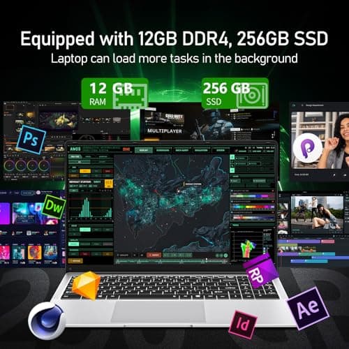 15.6" Laptop Computer DDR4 8GB RAM 256GB SSD,traditional laptop computers with N4000 (Up to 2.60 GH) 15.6 Inch FHD Display 1920*1080,Lightweight Lap top-For Students/Commuters/Business Professionals - Thumbnail 3