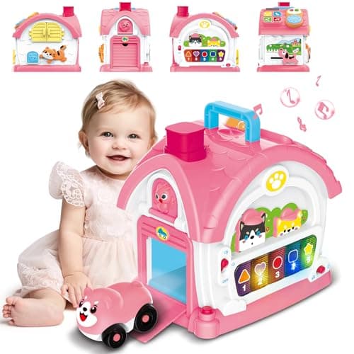 DELUTIQUE Montessori Toys for 1 Year Old Girl Gifts, Musical Toys for Toddler 1-3 with Play Phone, Mirror, Piano, Educational Baby Toy for 12-18 Months Birthday Gifts