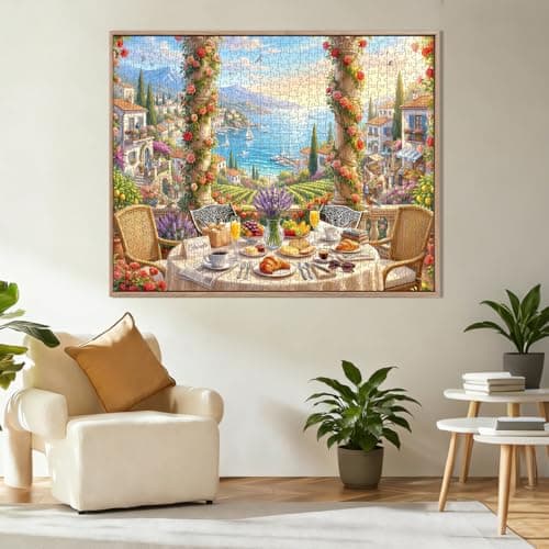 Mediterranean Morning Puzzles for Adults 1000 Pieces,Challenging Jigsaw Puzzles for Adults,Difficult Impossible Puzzle for Family Game Night,Recycled Paper Jigsaw Puzzle,Gifts for Boys Girls - Thumbnail 2