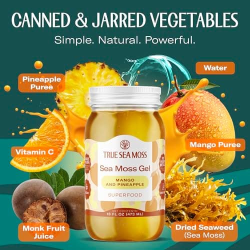 TrueSeaMoss Sea Moss Gel – Made in USA – Wildcrafted Seamoss, Fruits & Jarred Vegetables – Mango/Pineapple, Pack of 1 (Labels may Vary) - Thumbnail 3